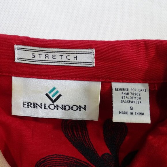 Vintage Erin London Red Embroidered Button Up Jacket Stretch Women Size S FLAW - Picture 5 of 11